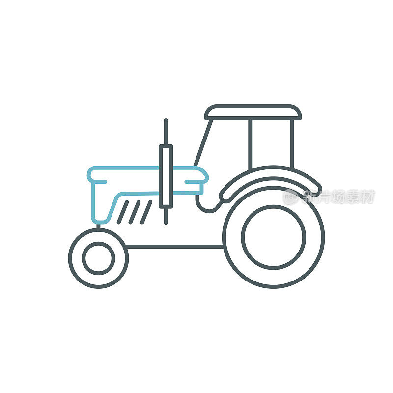 拖拉机双色线图标设计与可编辑的笔画。适用于信息图表，网页，移动应用程序，UI, UX和GUI设计。